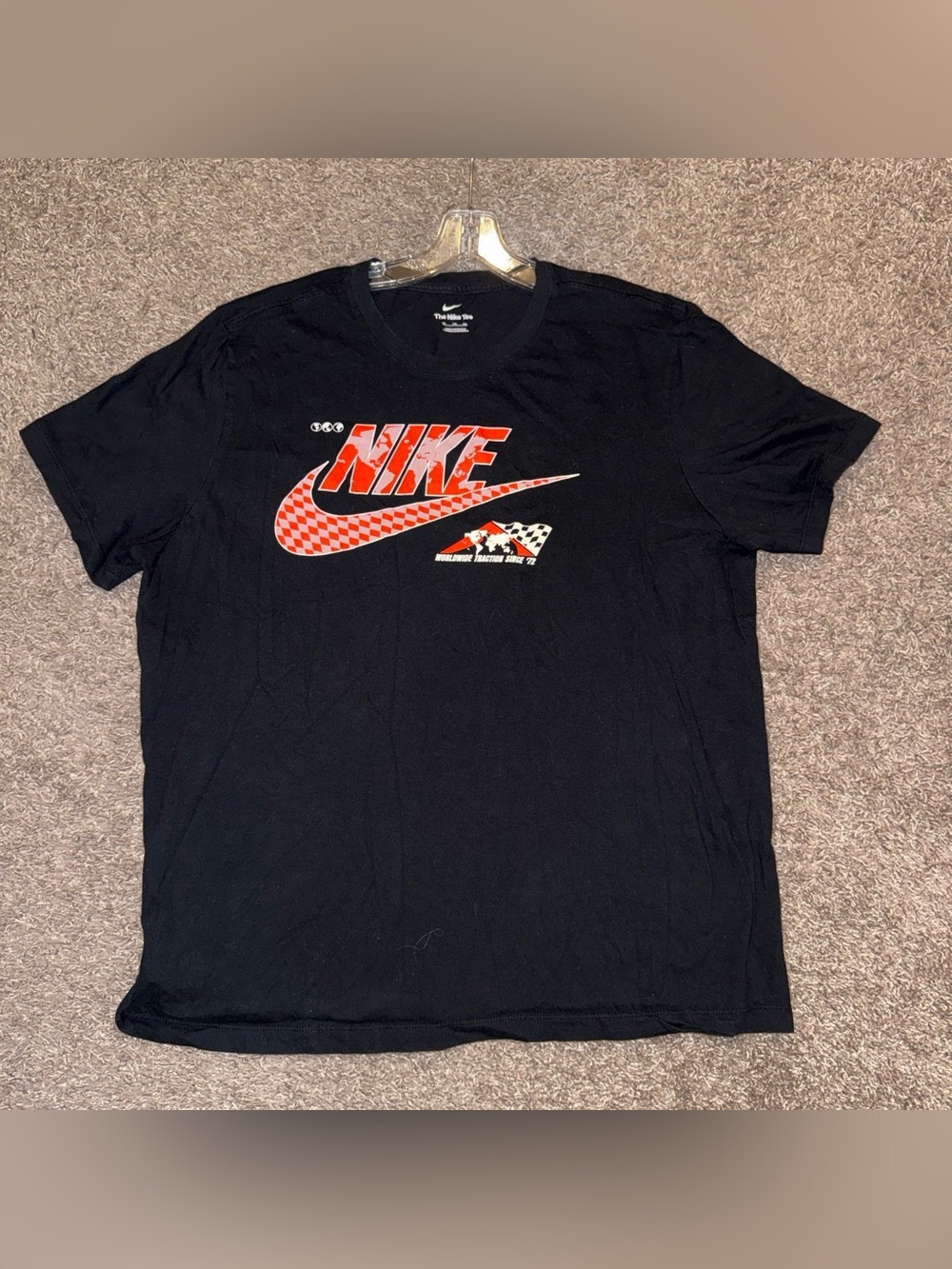 Nike Black Short Sleeve Tee with orange Checkered Logo